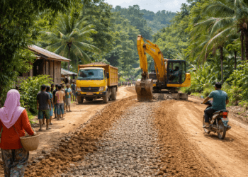 Perbaikan jalan penghubung antar kampung di wilayah pedesaan