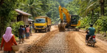 Perbaikan jalan penghubung antar kampung di wilayah pedesaan