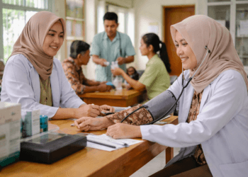 Tenaga kesehatan melayani pasien di puskesmas Kalimantan Timur